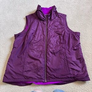 Columbia Fleece Lined Vest Maroon Purple Full Zip Mock Neck Pockets 3X